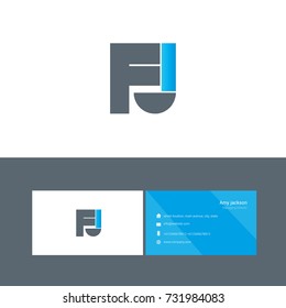 F J joint bold letter design vector with business card template