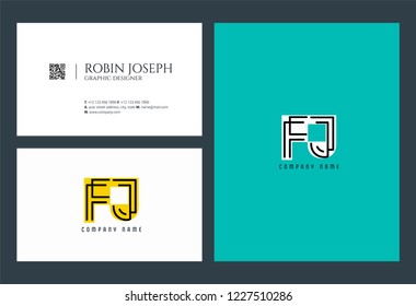 F J Joint logo icon with business card vector template.
