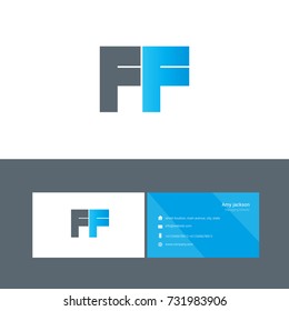 F joint bold letter design vector with business card template