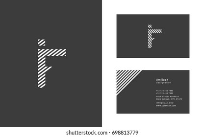 I F joint logo design letter with business card template