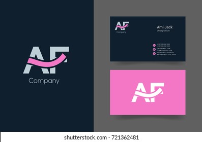 A F joint logo design vector with business card template