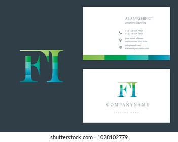 F & I joint logo multi color letters design with business card template