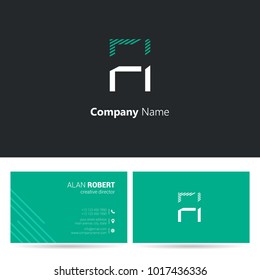 F I joint logo stroke letter design with business card template