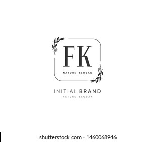 F K FK Beauty vector initial logo, handwriting logo of initial signature, wedding, fashion, jewerly, boutique, floral and botanical with creative template for any company or business.