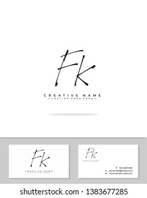 F K FK initial handwriting logo template vector.  signature logo concept