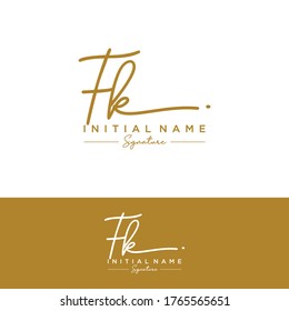 F K FK Escritura manuscrita inicial y logotipo de la firma.