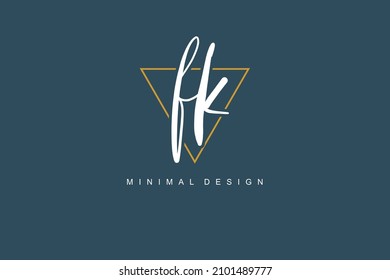 F K FK logo, Initial lettering handwriting or handwritten for identity. Logo with signature and hand drawn style.