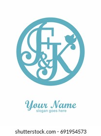 F K initial wedding decorative logo template