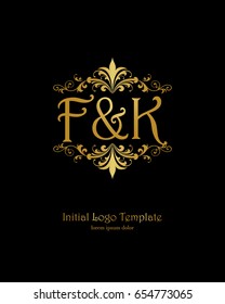 F & K initial wedding logo template vector
