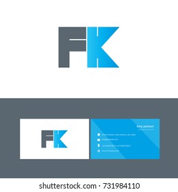 F K joint bold letter design vector with business card template