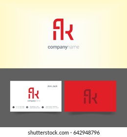 F K joint logo vector symbol with business card template