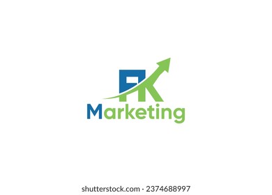 Plantilla de vector de logotipo de marketing digital con letras F K y flecha