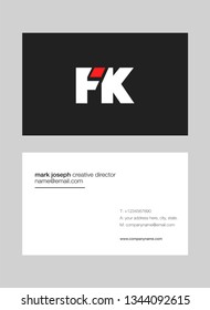 F K letters Joint logo icon with business card vector template.