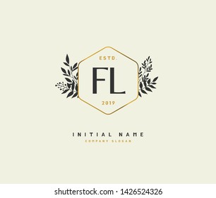 F L FL Beauty vector initial logo, handwriting logo of initial signature, wedding, fashion, jewerly, boutique, floral and botanical with creative template for any company or business.