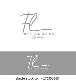 F L FL Escritura manuscrita inicial y logotipo de la firma.