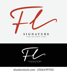 F, L, FL Initial letter logo. Alphabet FL Handwritten Signature logo