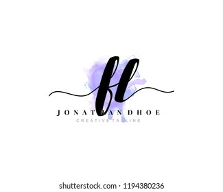 F L FL Initial watercolor logo on white background. Logo template vector