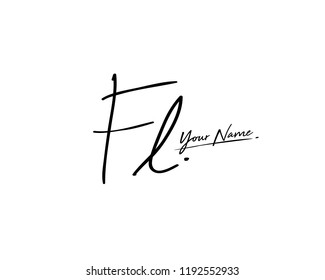 F L FL Signature initial logo template vector