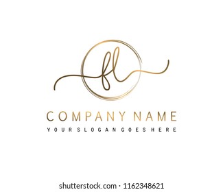 F L Initial handwriting logo vector