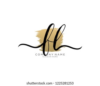 F L Initial handwriting logo vector