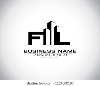 F L Initial logo concept with building template vector.