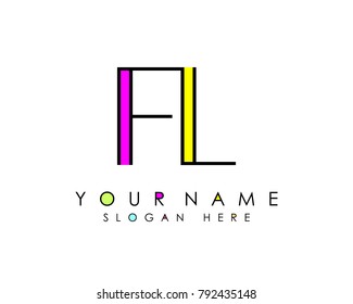 F & L initial minimalist logo template vector