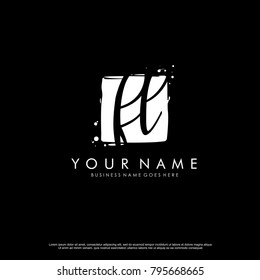 F L Initial square logo template vector