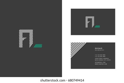 F L joint line logo  letter design with business card template