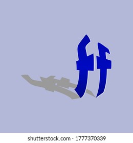f latter blue icon with saddows