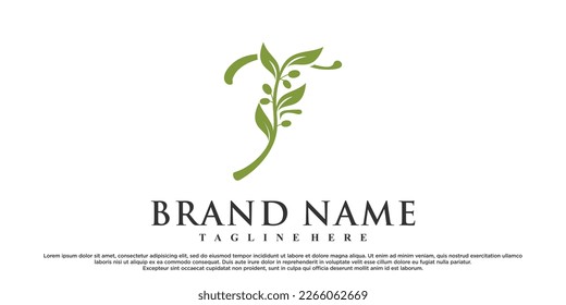 F latter logo design with nature beauty Premium Vector