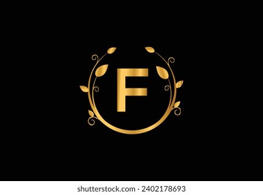 F latter logo design with nature beauty Premium Vector