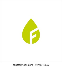 F leaf logo design vector sign