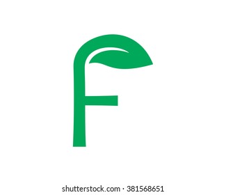 F Leaf typography alphabet letter image icon vector