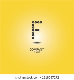 F leter logo vector graphic design, made from circle arrangement