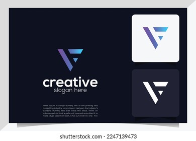 F letra línea de diseño abstracto plantilla de logotipo gráfico minimalista