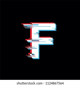 F Letter With Abstract Glitch Effect
