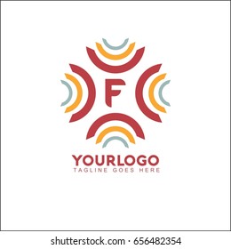 F letter abstract logo design template. Line vector symbol. Premium elegant sign mark icon