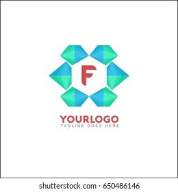 F letter abstract paper. Mountains media is a vector logo template. Triangle shape logotype for business and creative company.