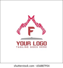 F letter abstract trendy multicolored logo design element. Visual brand identity for business company 