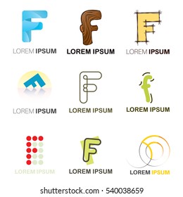 F Letter Abstract Vector Logo Design Template. Creative Typographic Concept Icon Set