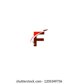 F letter with aeroplane vector logo design
