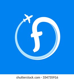 F letter with airline and plane. Vector design template elements for your application or corporate identity.