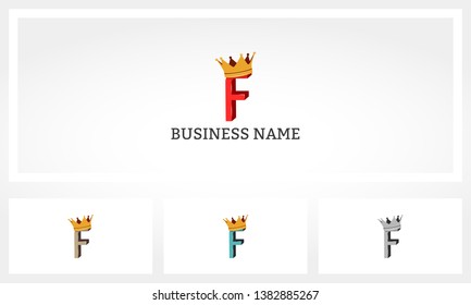 F Letter Alphabet Crown Logo