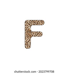 F letter alphabet leopard vector isolated art background  