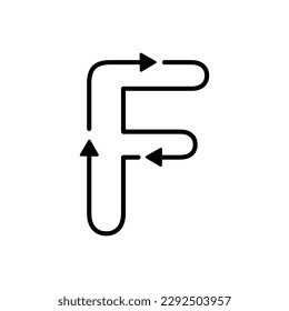 f Letter with arrow design template illustration