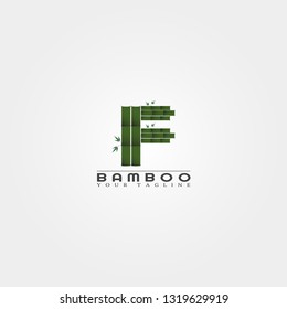 F letter, Bamboo logo template, creative vector design for business corporate,nature, elements, illustration.