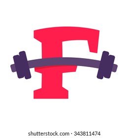 F letter with barbell. Vector design template elements for your application or corporate identity.