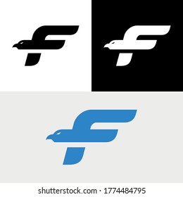 F Letter Bird Eagle Fast Logo