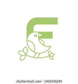 F letter with Bird Logo Template Design Vector, Emblem, Design Concept, Creative Symbol, 