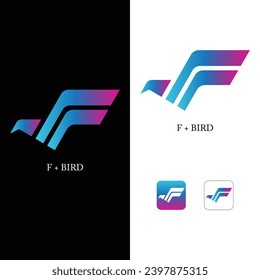 Icono de diseño de logotipo creativo de forma de pájaro de letra F